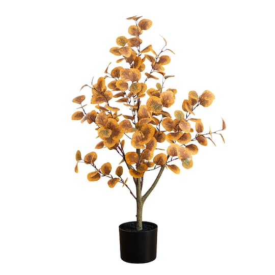 3Ft Autumn Eucalyptus Artificial Tree By Nearly Natural in Orange | 20" x 20" x 36" | Michaels®